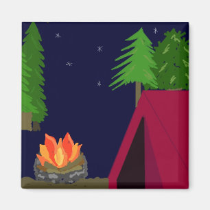 Imán Acampando en una tienda