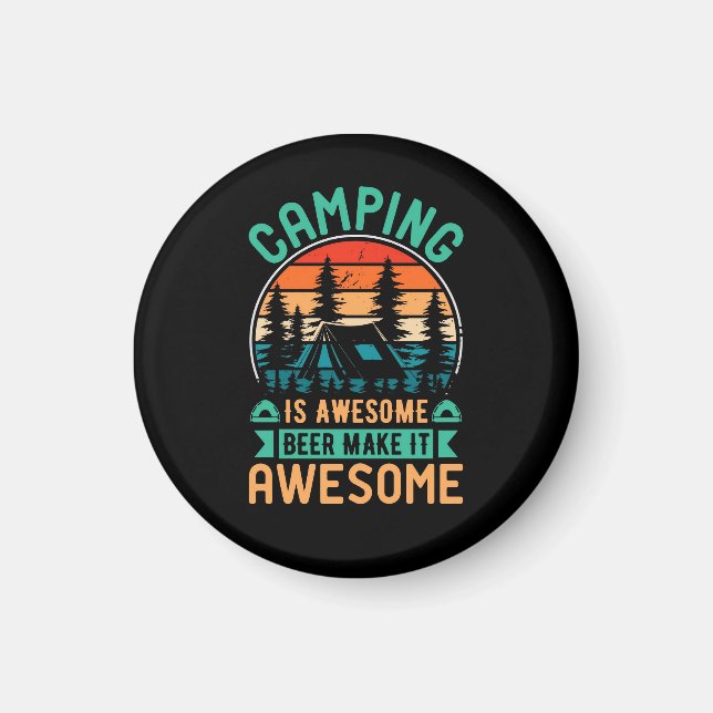 Imán Acampar es increíble, la cerveza lo hace increíble (Frente)