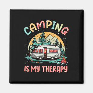 Imán Acampar es mi terapia hoguera campamento de verano