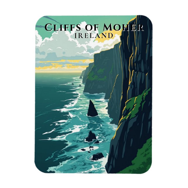 Imán Acantilados Retro de Moher Ireland Landscape Trave (Vertical)