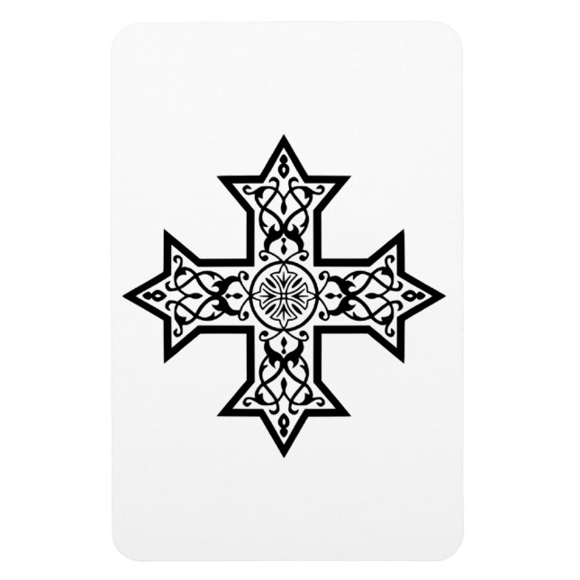 Imán Accesorio de arte religioso clásico de cruz copta (Vertical)