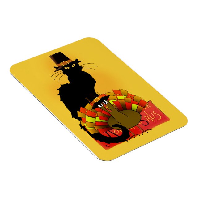 Imán Acción de Gracias Le Chat Noir Con Peregrino Turco (Lado Derecho)