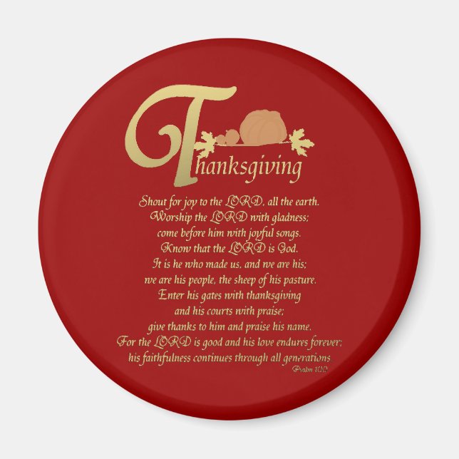 Imán Acción de Gracias - Salmo 100 (Frente)
