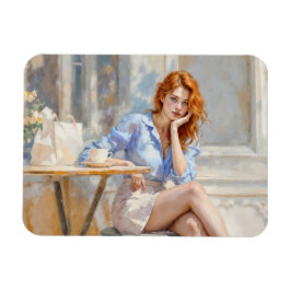 Imán Aceite romántico arte chica de ojos azules tonos p