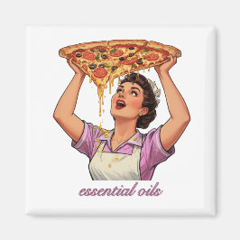 Imán Aceites Esenciales Ilustración Divertida de Pizza 