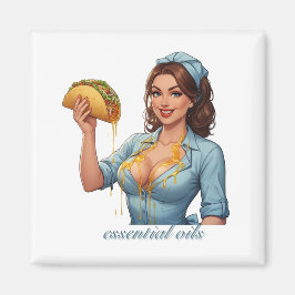 Imán Aceites Esenciales Ilustración Divertida de Taco |