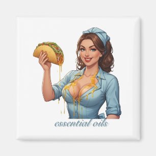Imán Aceites Esenciales Ilustración Divertida de Taco  