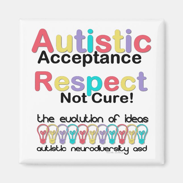 Imán Aceptación autista Respeto No Cura (Frente)