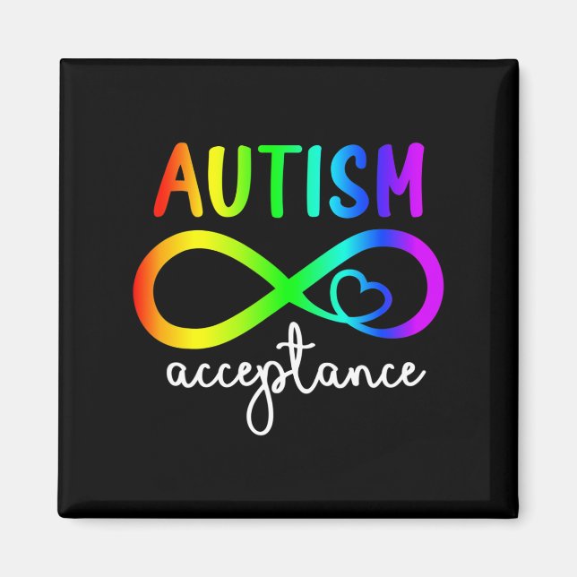 Imán Aceptación Infinity Heart Autism Awareness Mes R (Frente)
