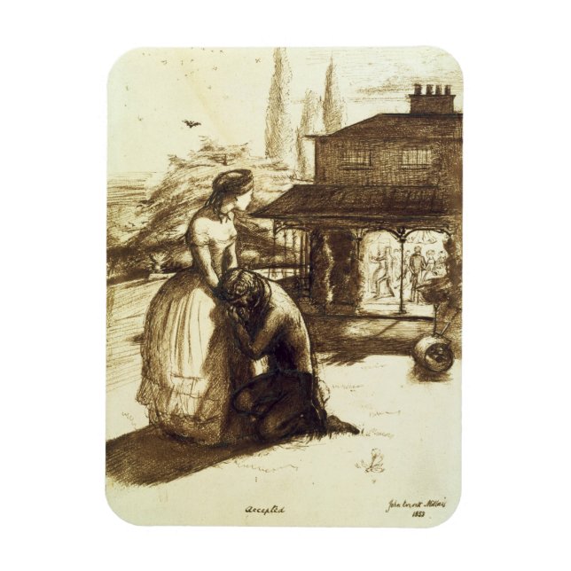 Imán Aceptada, 1853 (tinta de pluma y marrón en papel) (Vertical)
