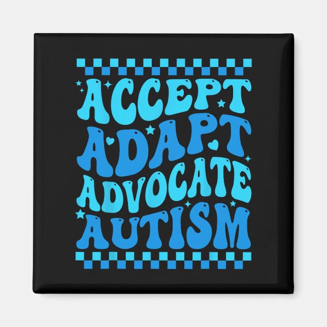 Imán Aceptar Adaptación Defender Autismo Conciencia Mes (Frente)