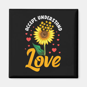 Imán Aceptar comprensión amor autismo girasol concienci