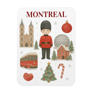 Imán Acogedor invierno en Montreal Navidad Acuarela