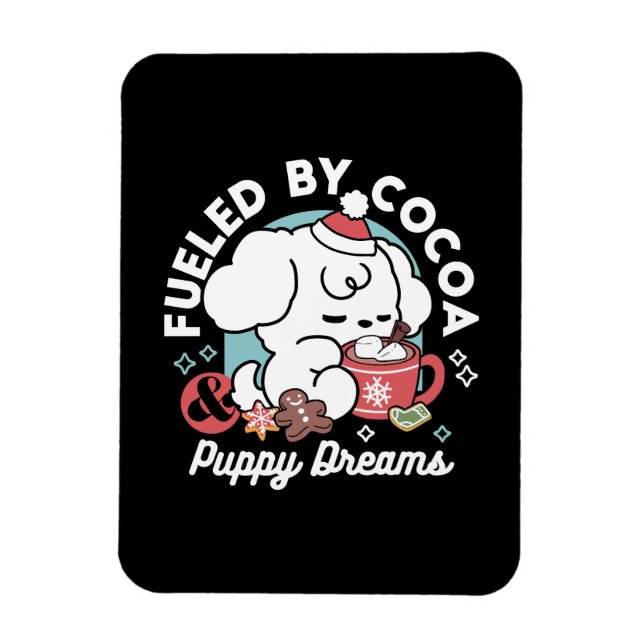 Imán Acogedores sueños de cachorro - chocolate caliente (Vertical)