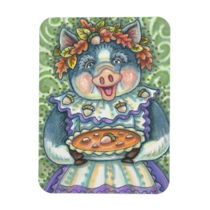 IMÁN ACORN & SQUASH PIE HECHA CON AMOR, PIG COOK MAGNET