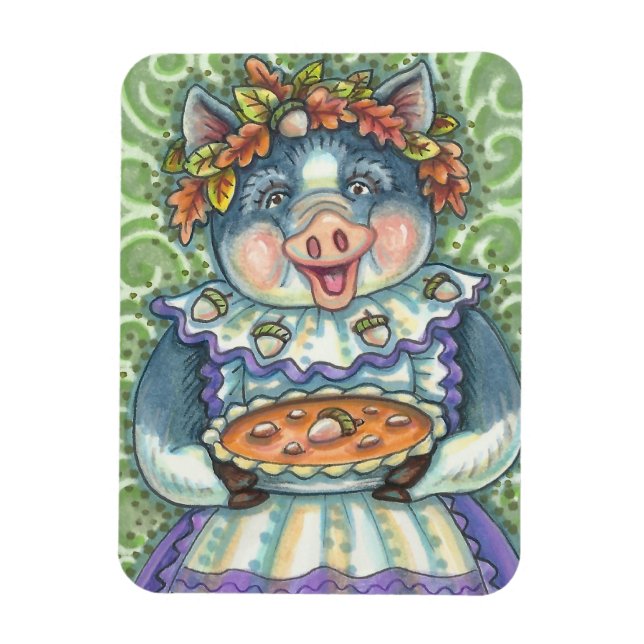 IMÁN ACORN & SQUASH PIE HECHA CON AMOR, PIG COOK MAGNET (Vertical)