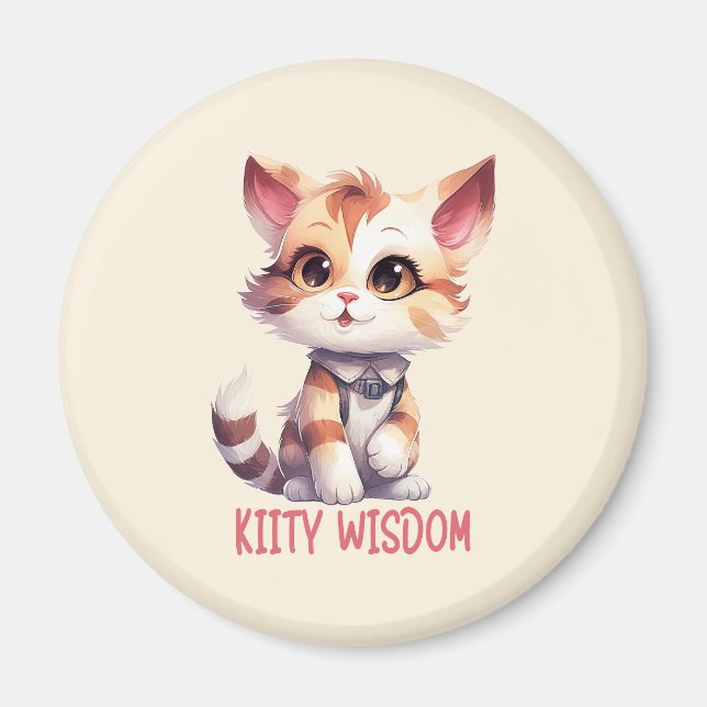 Imán Actitud de gato despreocupada - Diseño felino lúdi (Frente)