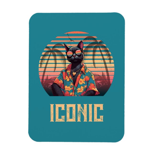 Imán Actitud de gatos tropicales sin tiempo (Vertical)