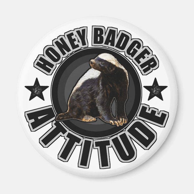 Imán ACTITUD de Honey Badger - Diseño redondo (Frente)