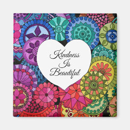 Imán Acuarela Arcoiris Mandala con corazón