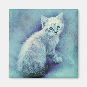 Imán Acuarela azul del extracto el del gatito el