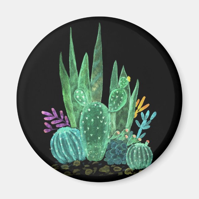 Imán Acuarela, cactus (Frente)