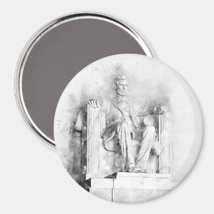 Imán Acuarela conmemorativa Lincoln y dibujo a lápiz