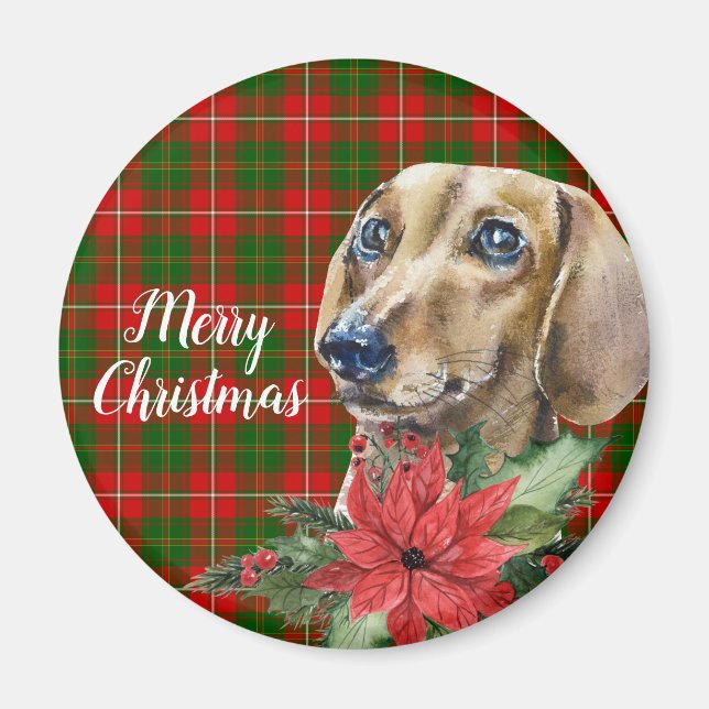 Imán Acuarela Dachshund Perro Personalizado (Frente)