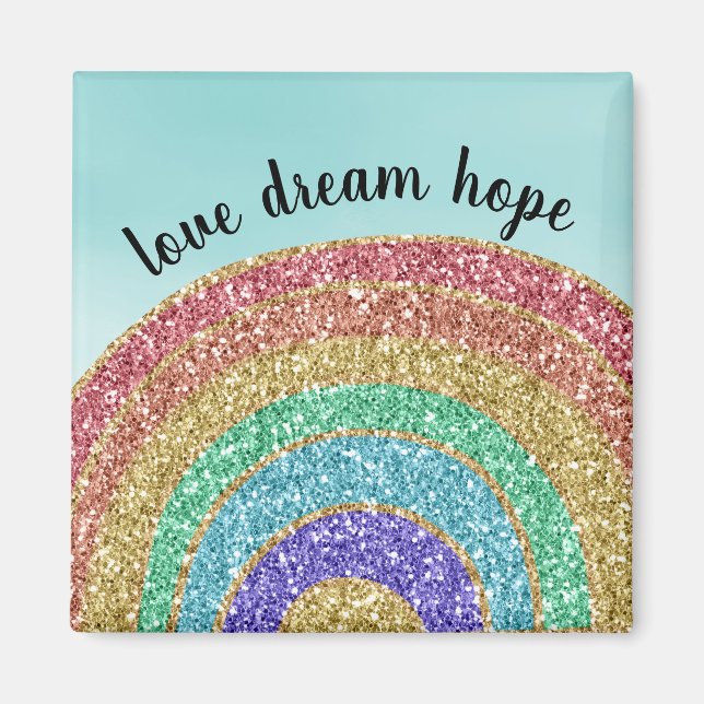 Imán Acuarela de agua de arco iris de oro de purpurina (Frente)