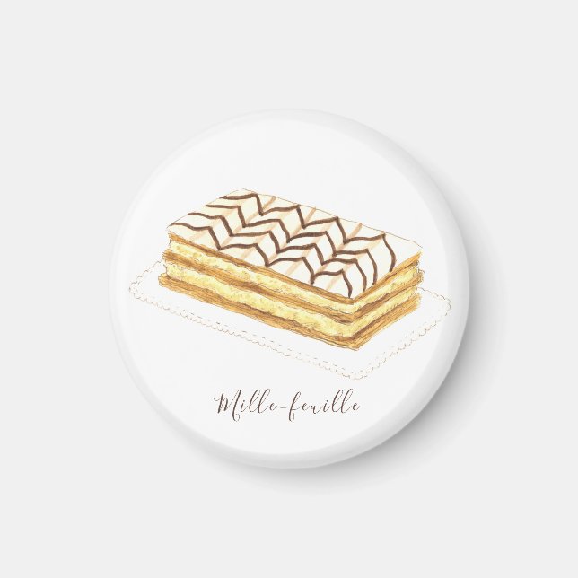 Imán Acuarela de bollería de Mille-feuille (Frente)