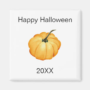 Imán Acuarela de calabaza naranja Feliz año de Hallowee