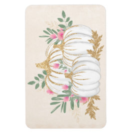 Imán Acuarela de calabazas blancas y doradas