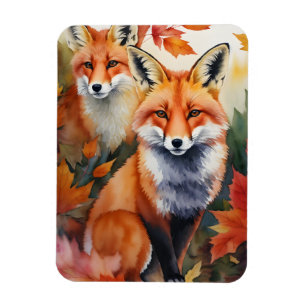 Imán Acuarela de Foxes de otoño