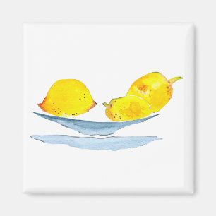 Imán Acuarela de fruta amarilla de los lemones