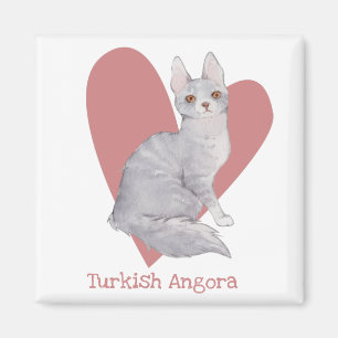 Imán Acuarela de gato angora turca Corazón rosa gitano