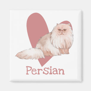 Imán Acuarela de gato persa Corazón gitano rosado