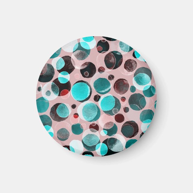 Imán Acuarela de lunares, patrón abstracto. (Frente)