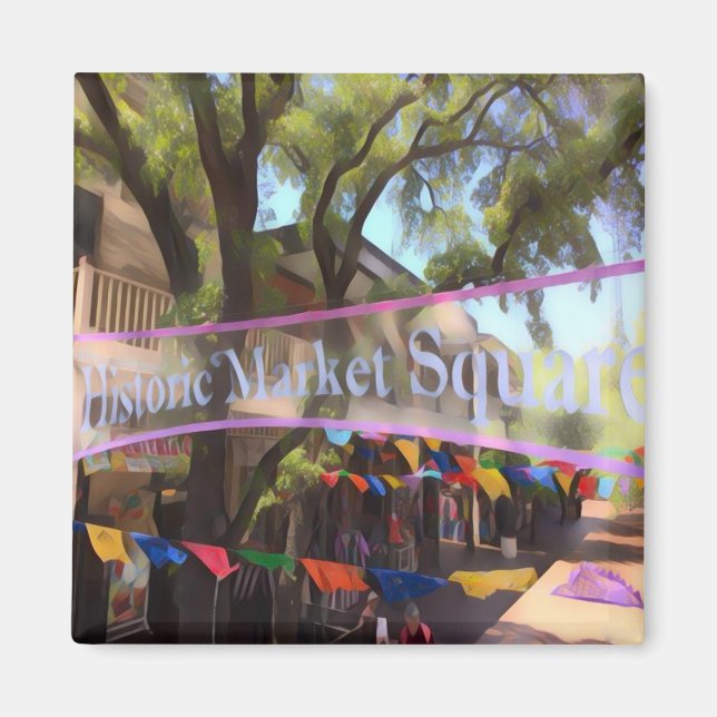 Imán Acuarela de Market Square - San Antonio (Frente)