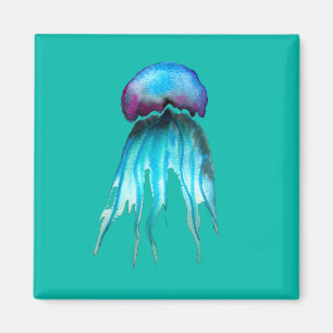 Imán Acuarela de medusas coloridas acuáticas modernas