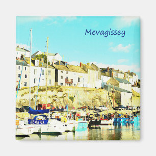 Imán Acuarela de Mevagissey Cornualles Inglaterra