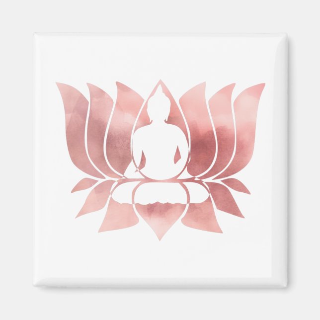 Imán Acuarela de oro Rosa Textura Buda Meditación Zen (Frente)