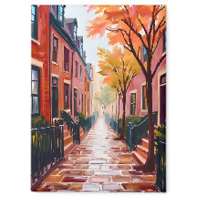 Acuarela de otoño de Boston Beacon Hill