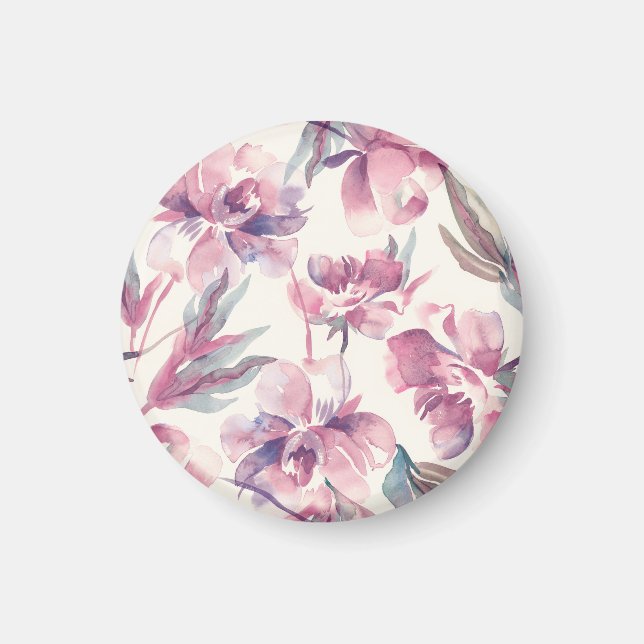 Imán acuarela de peonies: fondo floral sin fisuras. (Frente)