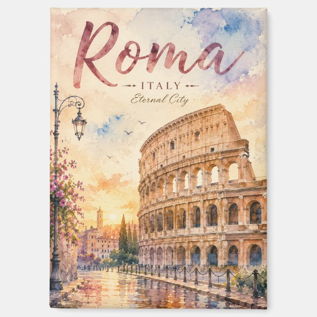 Imán Acuarela de Roma Italia (Anverso)