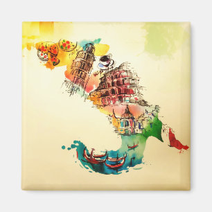 Imán Acuarela del amor del viaje de la ciudad del mapa