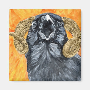 Imán Acuarela del cuervo del aries