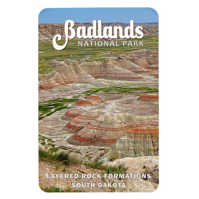 Imán Acuarela del Parque Nacional Badlands (Vertical)