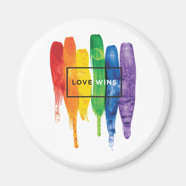 Imán Acuarela El Amor LGBT Gana El Arcoiris Paint Typog (Frente)