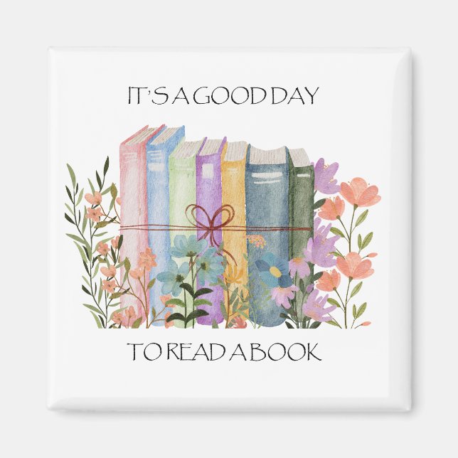 Imán Acuarela "Es un buen día para leer un libro" (Frente)