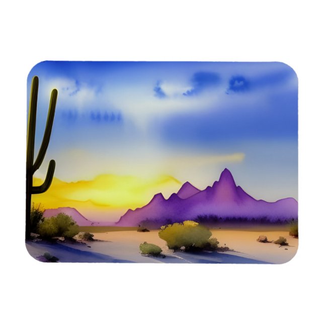 Imán Acuarela Escenaria Desert Sunrise (Horizontal)